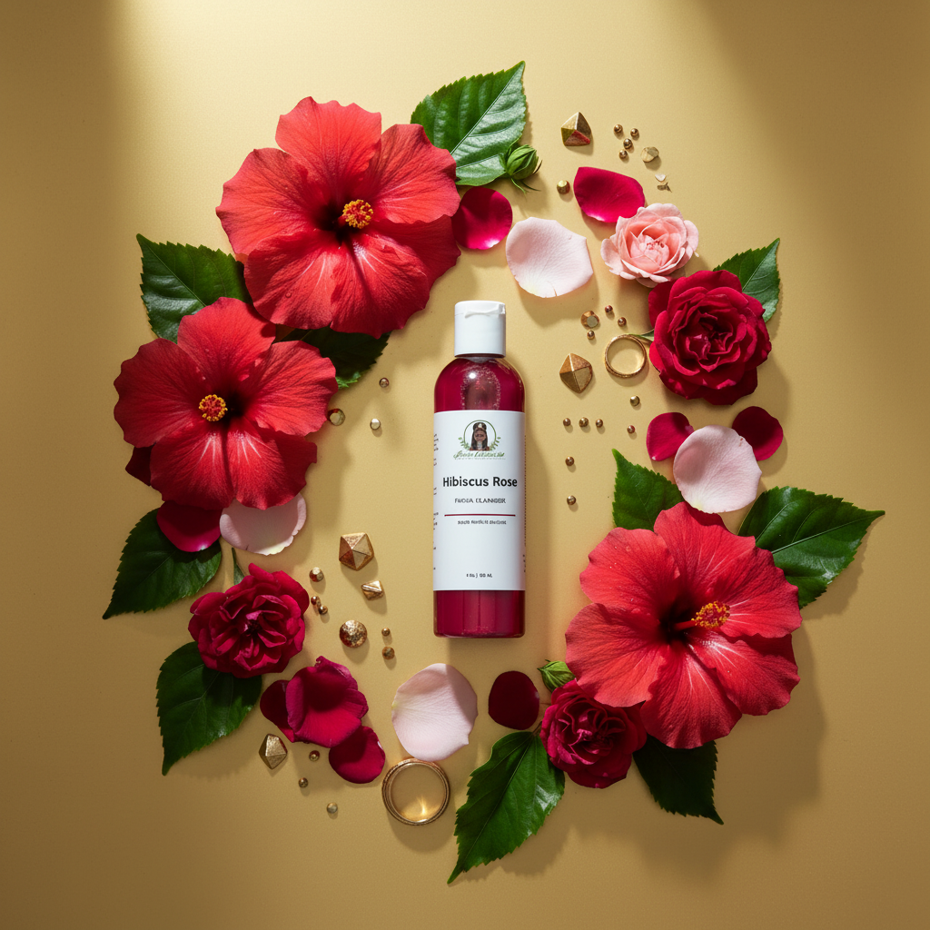 Hibiscus Rose - Clean Gold Background
